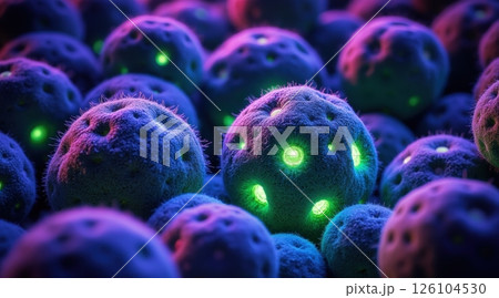 Colorful microscopic view of spherical structures in clusters. Colorful microscopic view of spherical structures in clusters. 126104530