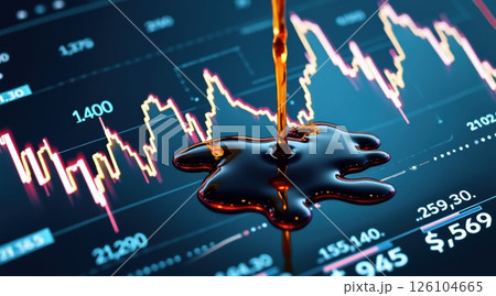 Oil dripping over a stock market trading graph background. 126104665