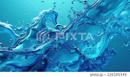 Fluid dynamics with bubbles in clear blue water. 126105543