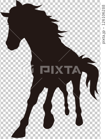 Galloping horse front silhouette Galloping horse front silhouette 126106288