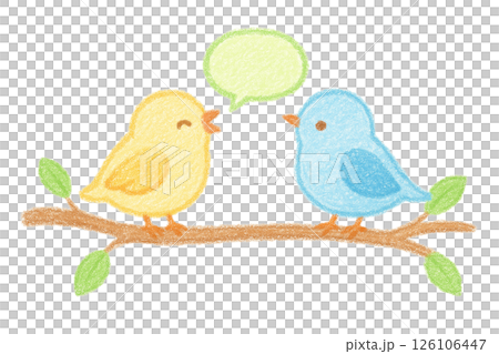 蠟筆風格的聊天鳥兒插圖 126106447