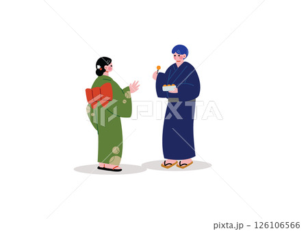 浴衣を着たカップル 126106566