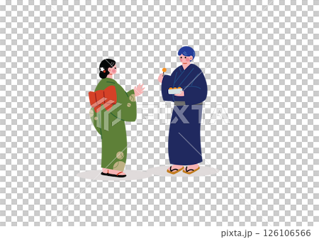 浴衣を着たカップル 126106566