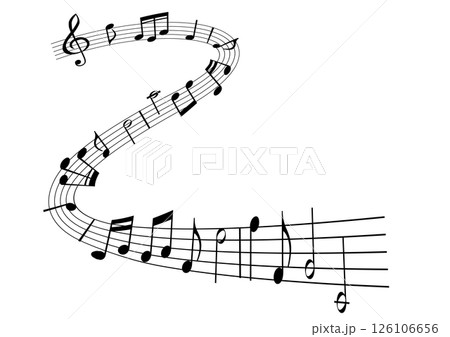 うねった曲線の五線譜 うねった曲線の五線譜 126106656
