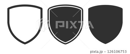 Web Security shield icon shape symbol set. Police badge logo sign collection. Frame patch insignia. Vector illustration image. isolated on white background.  126106753
