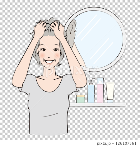 頭皮を念入りにマッサージする女性 126107561