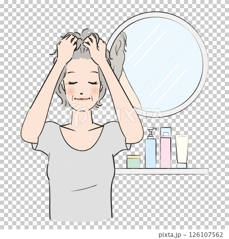 一位女士正在徹底按摩頭皮 一位女士正在徹底按摩頭皮 126107562