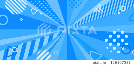 ポップで爽やかで図形が飛んでいる放射状のベクターイラスト 126107581