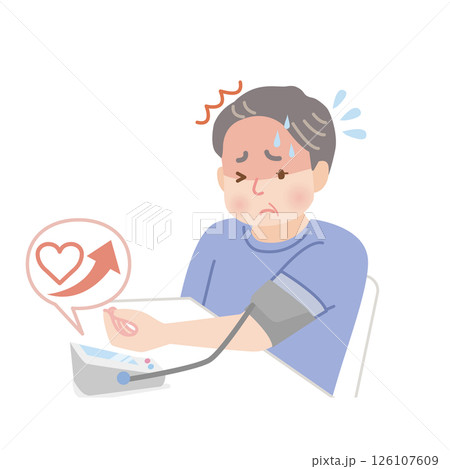 血圧を測る太った中年男性_高血圧 126107609
