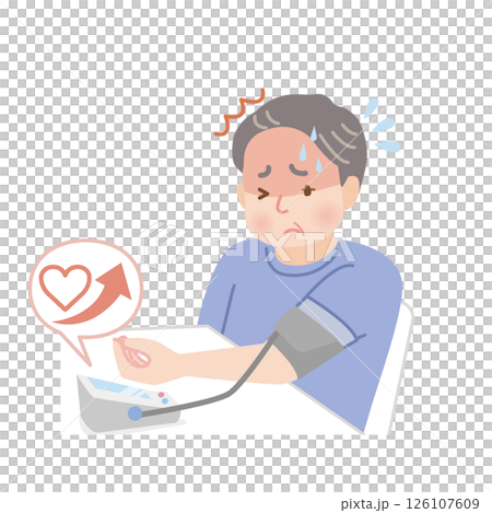 血圧を測る太った中年男性_高血圧 126107609