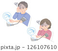 血圧を測るふくよかな中年夫婦_低血圧 血圧を測るふくよかな中年夫婦_低血圧 126107610