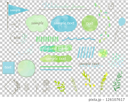 夏にぴったりな爽やかできれいな水彩風フレームイラストセット 126107617