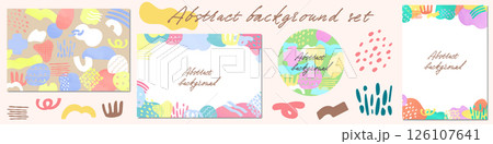 抽象的な形の飾り枠のフレームと背景のセット 抽象的な形の飾り枠のフレームと背景のセット 126107641