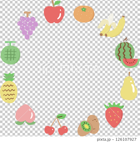 Hand-drawn fruit illustration frame, circular 126107927