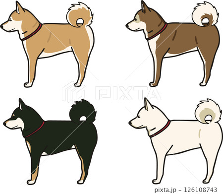 横から見た可愛い柴犬のマルチカラーイラスト 126108743