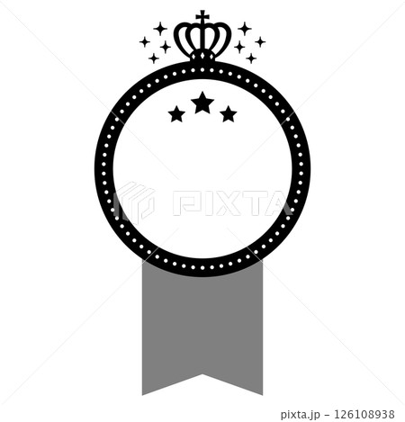 王冠とリボンのついたプレミアムランキングバッジ【黒】 王冠とリボンのついたプレミアムランキングバッジ【黒】 126108938
