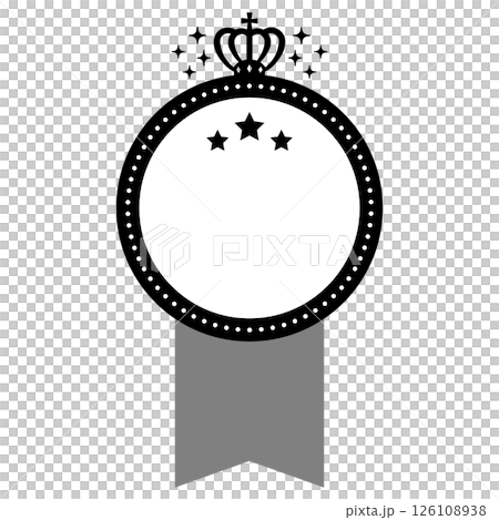 王冠とリボンのついたプレミアムランキングバッジ【黒】 王冠とリボンのついたプレミアムランキングバッジ【黒】 126108938