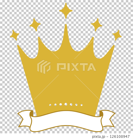 Premium ranking badge with a crown and ribbon [gold] 126108947