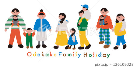 おでかけするファミリーのセット 126109328