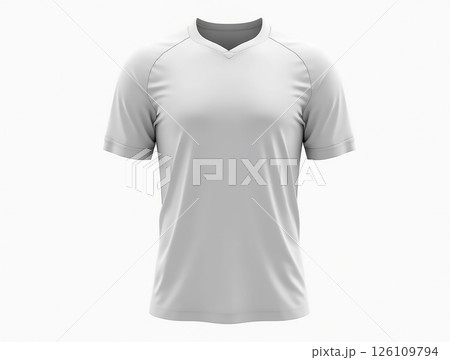 Plain white short sleeve shirt displayed on a neutral background for showcasing design and fabric texture 126109794