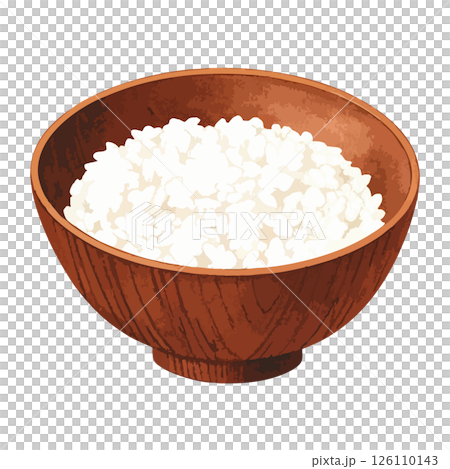 お茶碗に入った白米の水彩風イラスト 生成AI お茶碗に入った白米の水彩風イラスト 生成AI 126110143