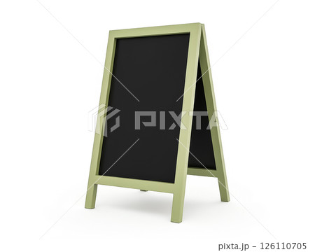 Empty chalkboard sign waiting for creative messages in a modern cafe setting with minimalistic design 126110705