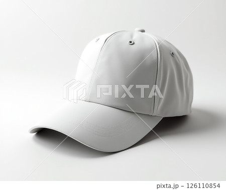 Stylish gray cap on a plain background showcasing modern design and casual appeal Stylish gray cap on a plain background showcasing modern design and casual appeal 126110854