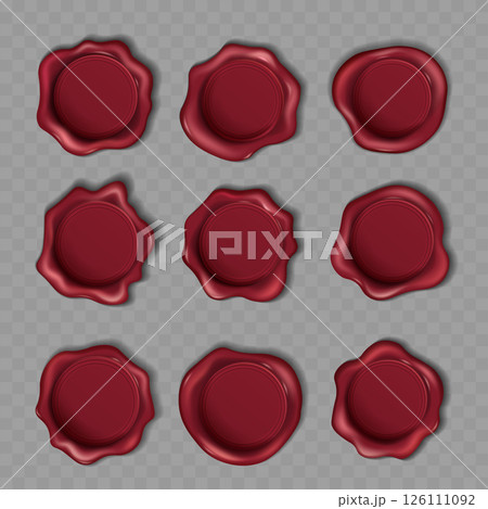Set of Red Wax Seal Designs - Vector 126111092