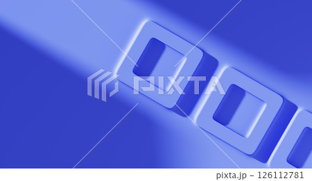 3d blue background with abstract diagonal line pattern. Relief square frames with rounded corners, light and shadow on wall. Futuristic architecture design, modern minimal wallpaper. 3D illustration 126112781
