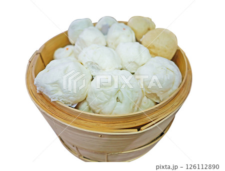 Top view of stuffed steamed bun, focus selective 126112890