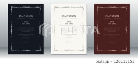 Vintage Elegant Wedding Invitation Set with Ornamental Frames. Black, Cream and Burgundy 126113153
