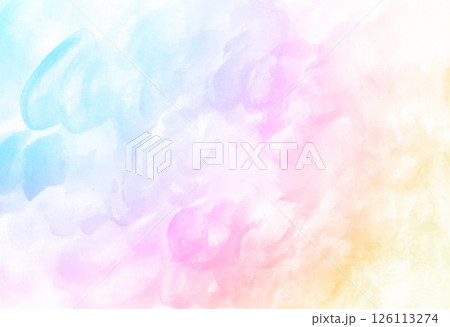 手描きクレヨンタッチと水彩背景虹色 126113274