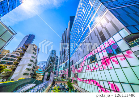 日本の東京都市景観 渋谷サクラステージSHIBUYAタワーやセルリアンタワー東急ホテルなどを望む 日本の東京都市景観 渋谷サクラステージSHIBUYAタワーやセルリアンタワー東急ホテルなどを望む 126113490