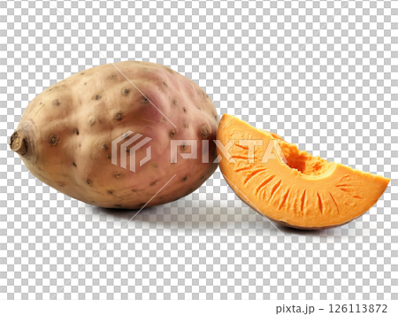 Sweet Potato (Ipomoea batatas) Orange-fleshed sweet potatoes with a rich, sugary flavor, roasted, mashed, or used in soups and pies. 126113872