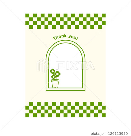 アメリカンダイナー風 印象的な窓 フレームカード テンプレート 黄緑 126113930