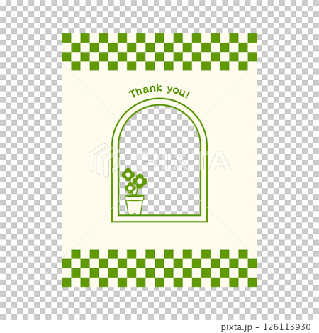 アメリカンダイナー風 印象的な窓 フレームカード テンプレート 黄緑 126113930