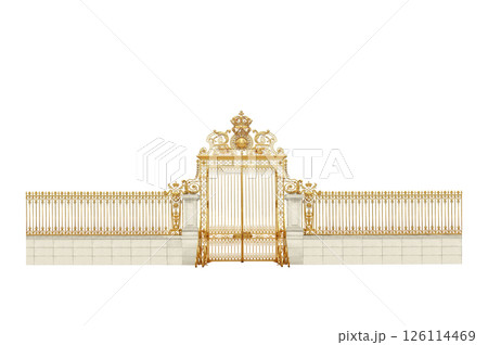golden gates to Versailles castle,france, isolated on white background 126114469