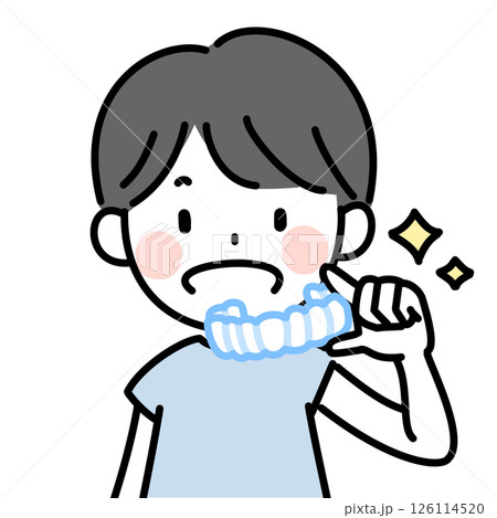小児矯正でマウスピースをする子供のイラスト 小児矯正でマウスピースをする子供のイラスト 126114520