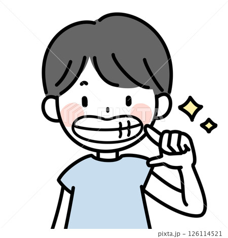 口を開いて歯を見せている子供のイラスト 126114521