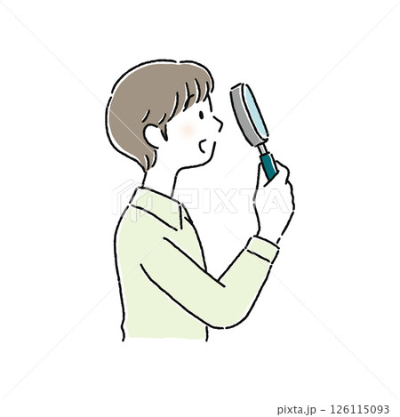 虫眼鏡を覗いている男性 虫眼鏡を覗いている男性 126115093