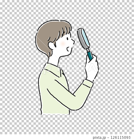 man looking through a magnifying glass 126115093