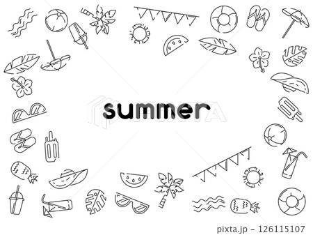 Background with summer items. Stylized beach objects. Background with summer items. Stylized beach objects. 126115107