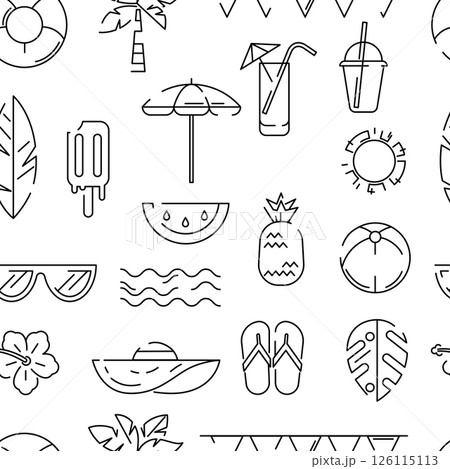 Pattern with summer items. Stylized beach objects. 126115113
