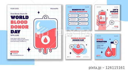 Hand Drawn Social Media Post for World Blood Donor Day Awareness Hand Drawn Social Media Post for World Blood Donor Day Awareness 126115161