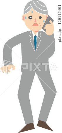 汗をかきながら電話をするスーツの男性 汗をかきながら電話をするスーツの男性 126115461