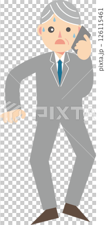 汗をかきながら電話をするスーツの男性 汗をかきながら電話をするスーツの男性 126115461