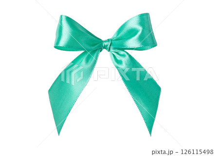 Beautiful green gift bow on white background 126115498