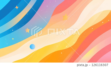 Elegant abstract meteor shower over a gradient night sky, soft glowing lines in minimalist design. 126116307
