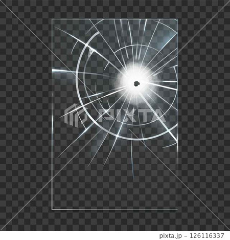 Broken glass vector illustration, with cracks and hole. Broken glass vector illustration, with cracks and hole. 126116337