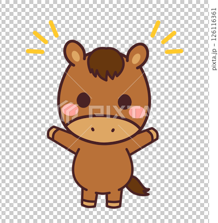 可愛的馬人物插畫素材 126116361